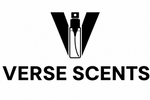 Black logo for Verse Scents featuring a stylized V with a perfume bottle icon and the text 'VERSE SCENTS' on a white background.